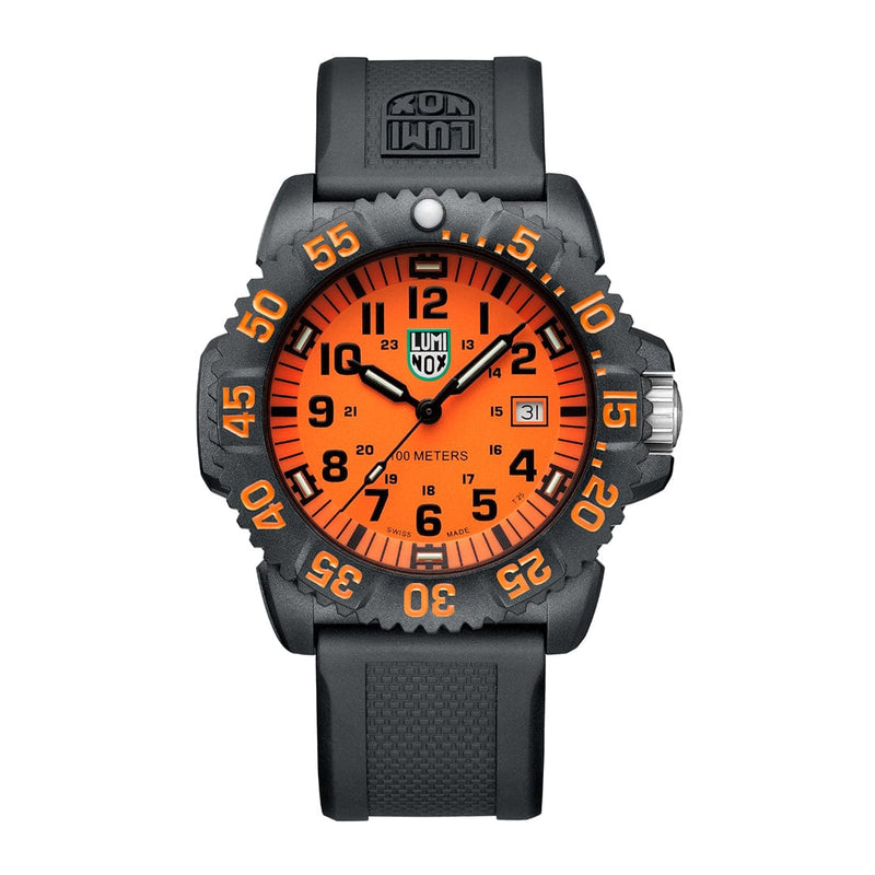 Luminox Sea Lion Carbonox Orange Dial Black Rubber Strap Watch X2.2059.1