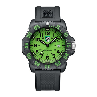 Luminox Sea Lion Carbonox Green Dial Black Rubber Strap Watch X2.2067.1