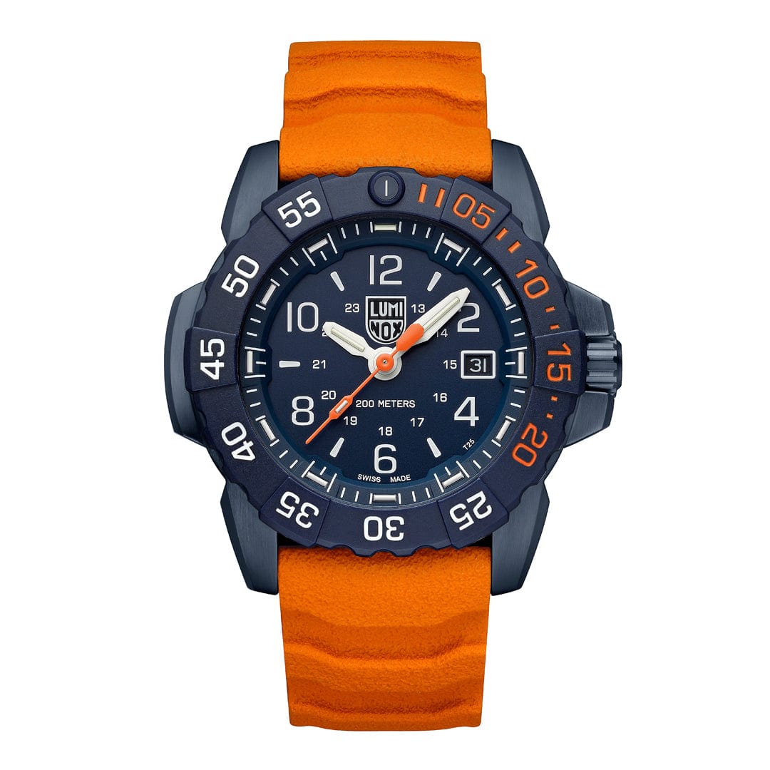 Luminox Navy Seal Blue Dial Orange Rubber Strap Watch XS.3253.CBNSF.SET