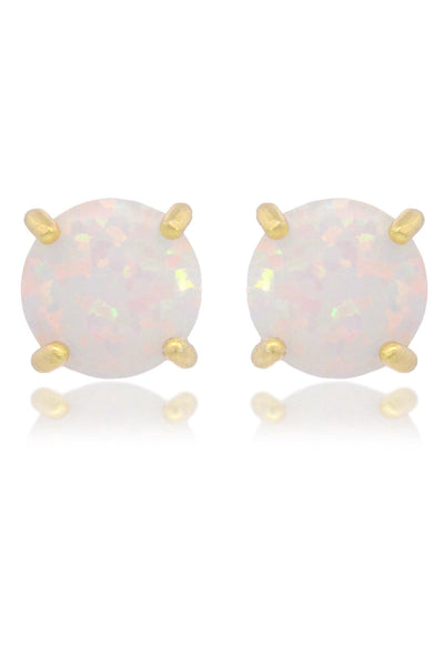 OPAL GLOW WHITE CREATED OPAL STUD EARRINGS GOLD