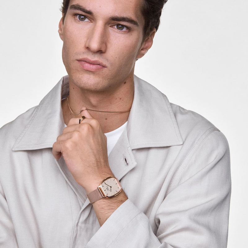 Daniel Wellington Marlon Melrose Wire Vintage Linen Pattern Dial Watch DW00100815