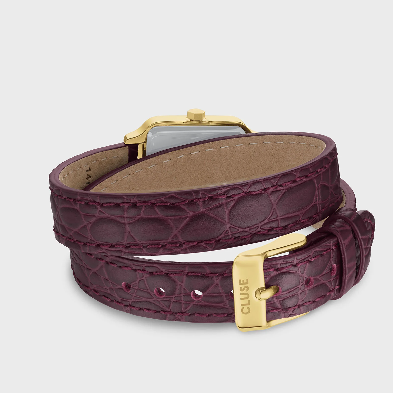 CLUSE Gracieuse Petite Wine Red Dial and Leather Double Wrap Band CW11822