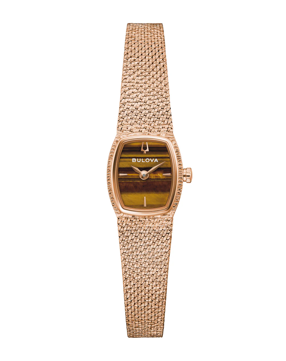 Bulova Quartz Goddess of Time "Tiger's Eye" Brown Dial Stainless Steel Watch 97L185