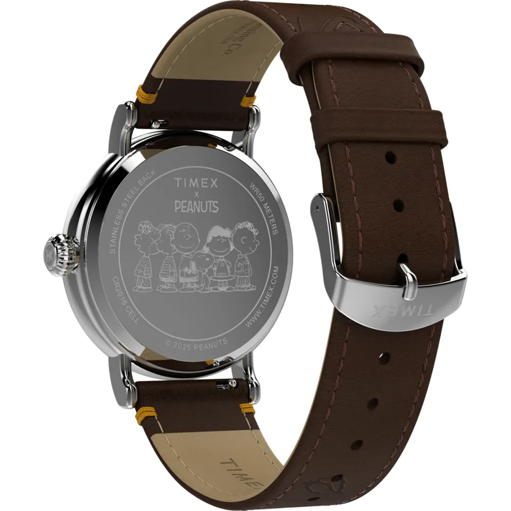 Timex X Peanuts Special Edition Brown Leather Band Thanksgiving Watch TW2W44300