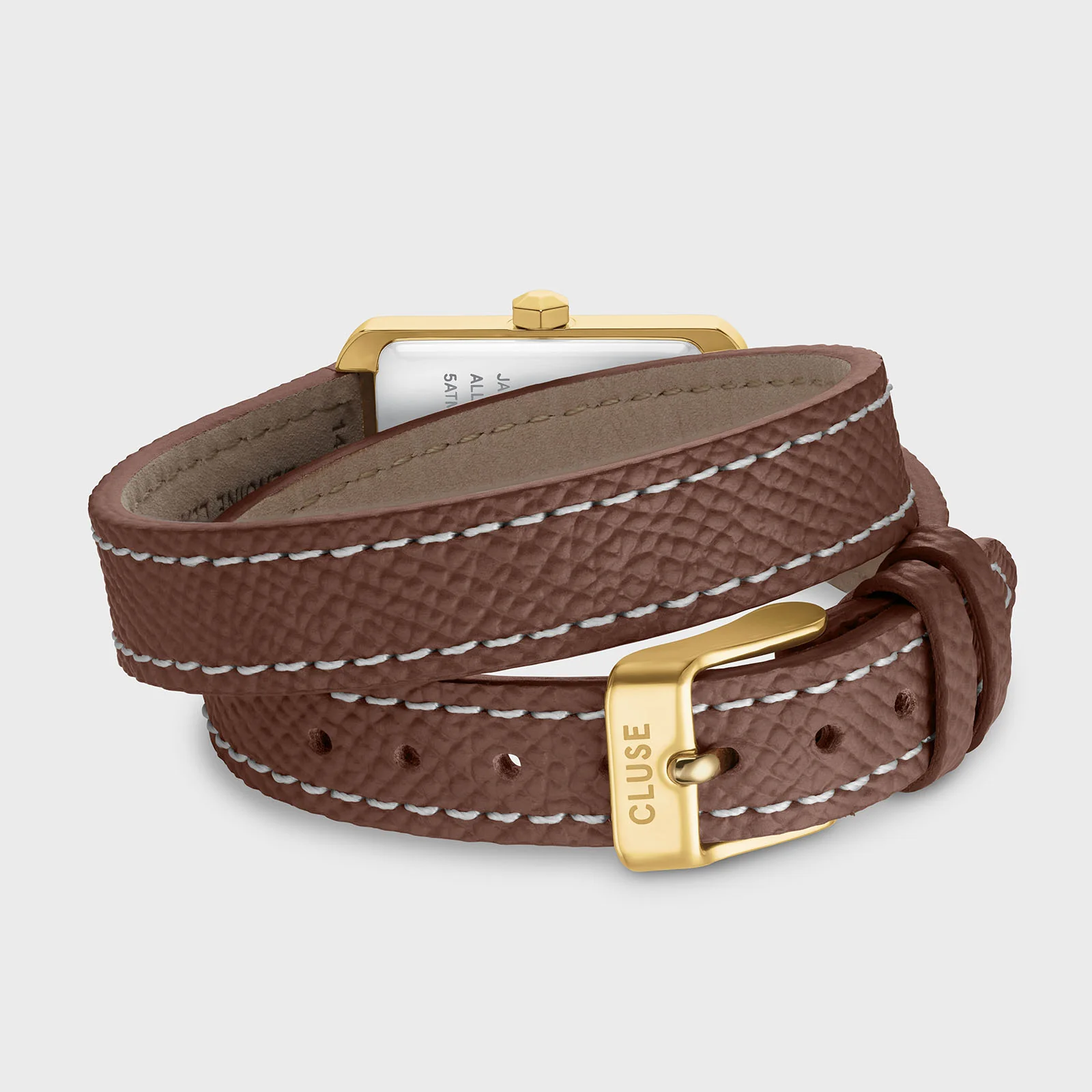 CLUSE Belisenna Mocha Dial Gold Case Mocha Double Wrap Leather Band CW15006