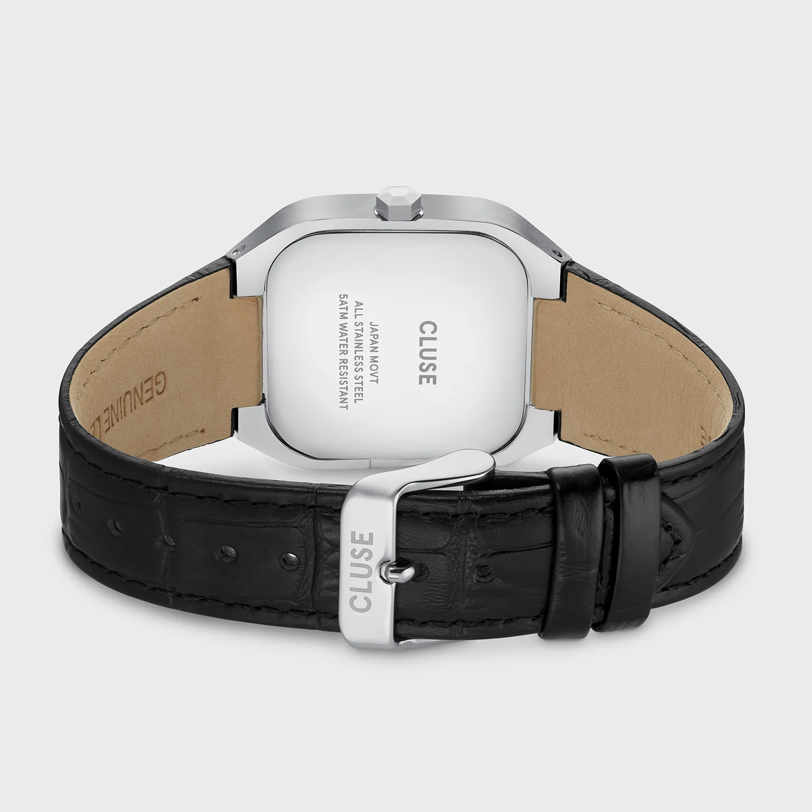 CLUSE Quadrus Square Black Dial and Leather Band Watch CW25703