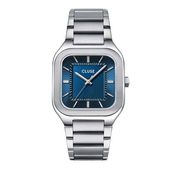 CLUSE Quadrus Square Blue Dial Stainless Steel Link Watch CW25701