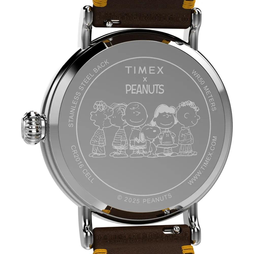 Timex X Peanuts Special Edition Brown Leather Band Thanksgiving Watch TW2W44300