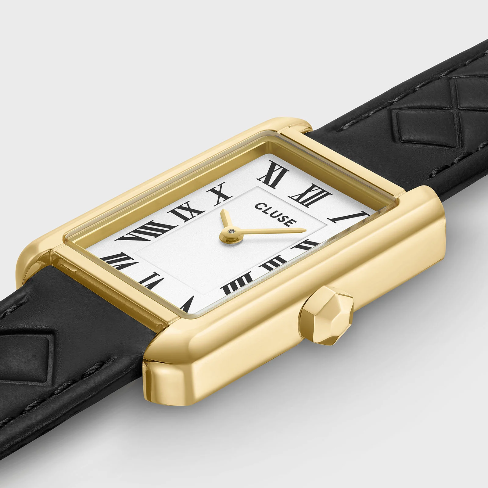 CLUSE Belisenna White Dial Gold Tone Black Leather Band CW15005