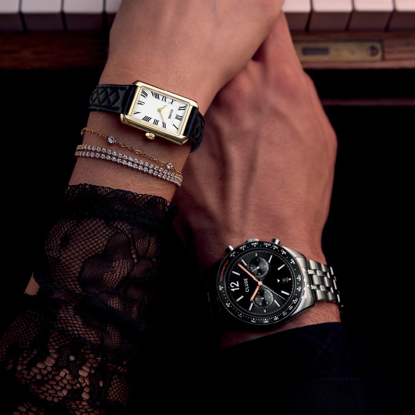 CLUSE Belisenna White Dial Gold Tone Black Leather Band CW15005