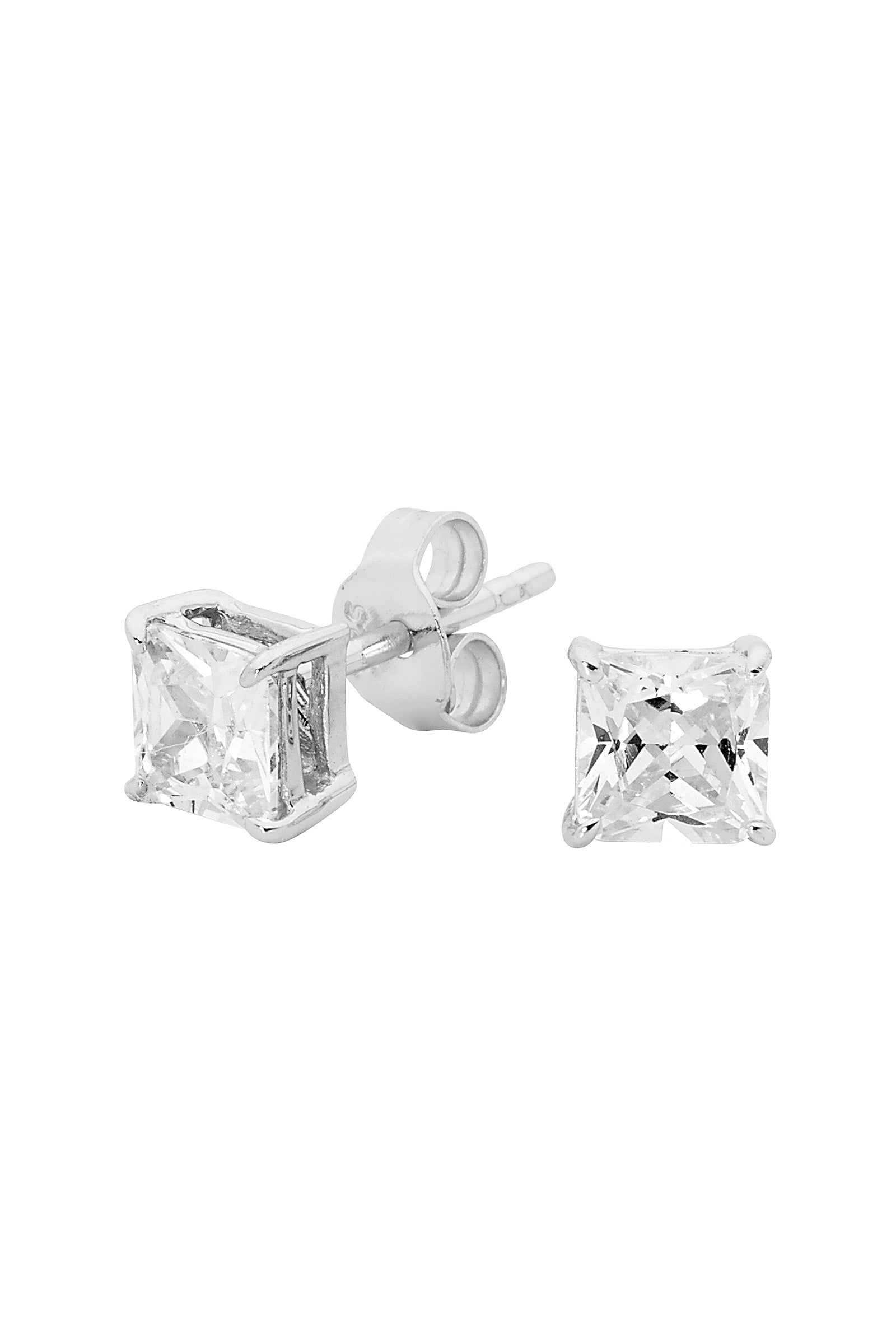 Georgini 5Mm Sq Clear Stud Silver