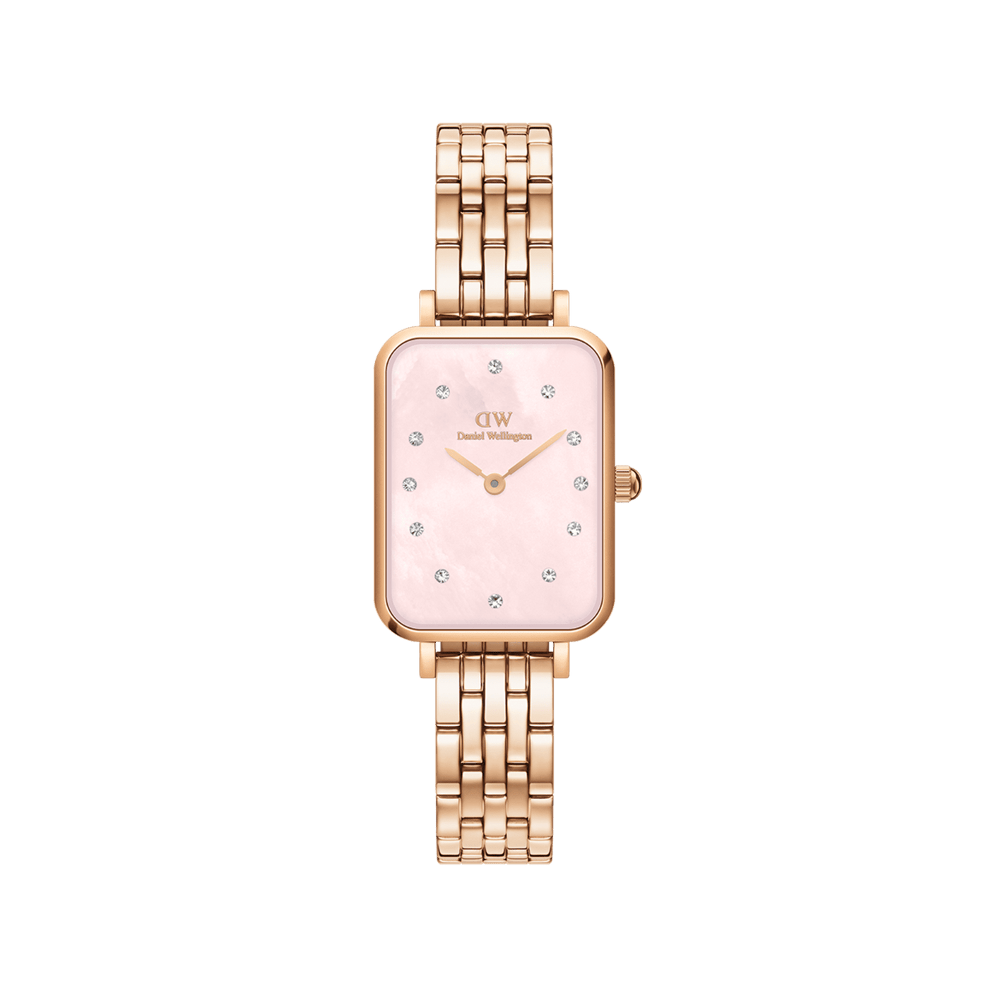 Daniel Wellington Quadro Lumine 5-Link Mel 腕時計 DW00100620 Quadro Lumine - Watch with pink mother of pearl dial | DW
