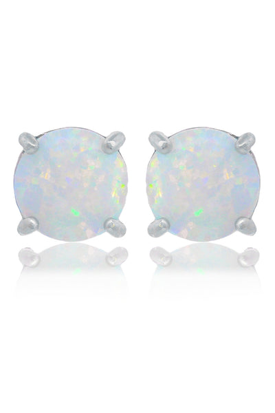 OPAL GLOW WHITE CREATED OPAL STUD EARRINGS SILVER