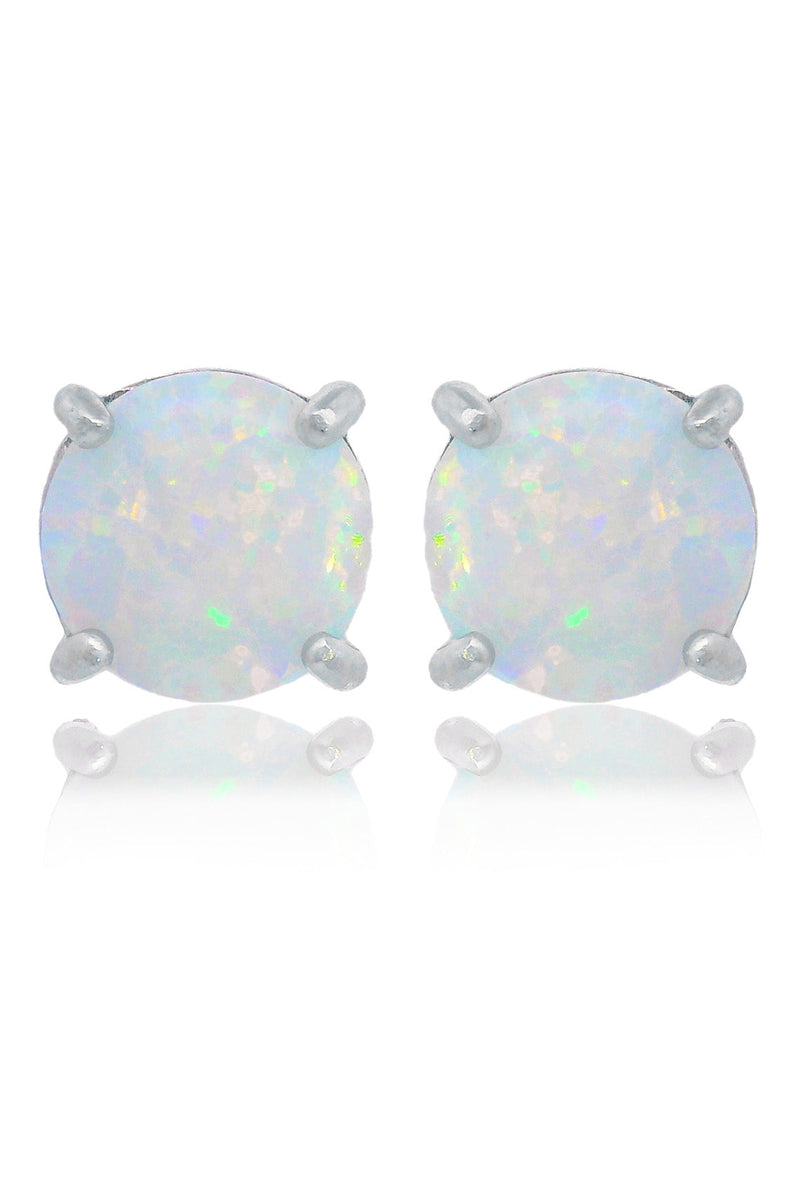 OPAL GLOW WHITE CREATED OPAL STUD EARRINGS SILVER