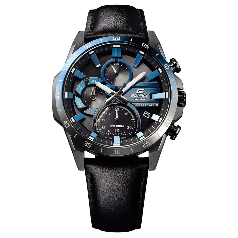 Casio Edifice Windflow Black Leather Strap Watch EQS940NL-1A