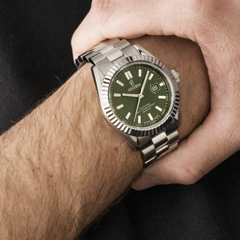 Festina Swiss Made Green Dial Stainless Steel Men's Watch F20084/C