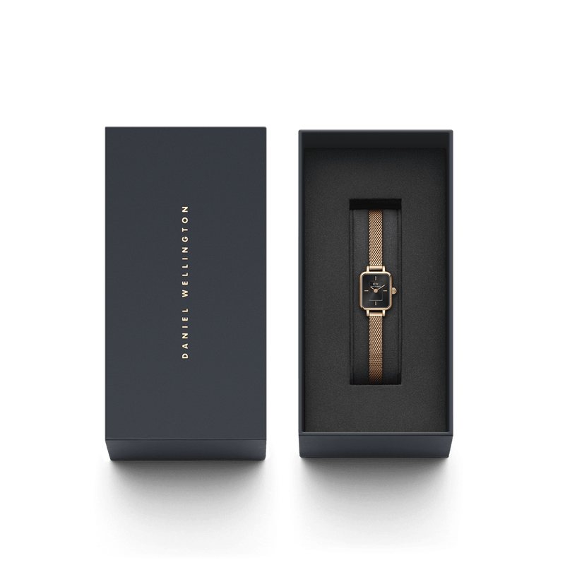 Daniel Wellington Quadro Mini Melrose Rose Gold Onyx Watch DW00100647