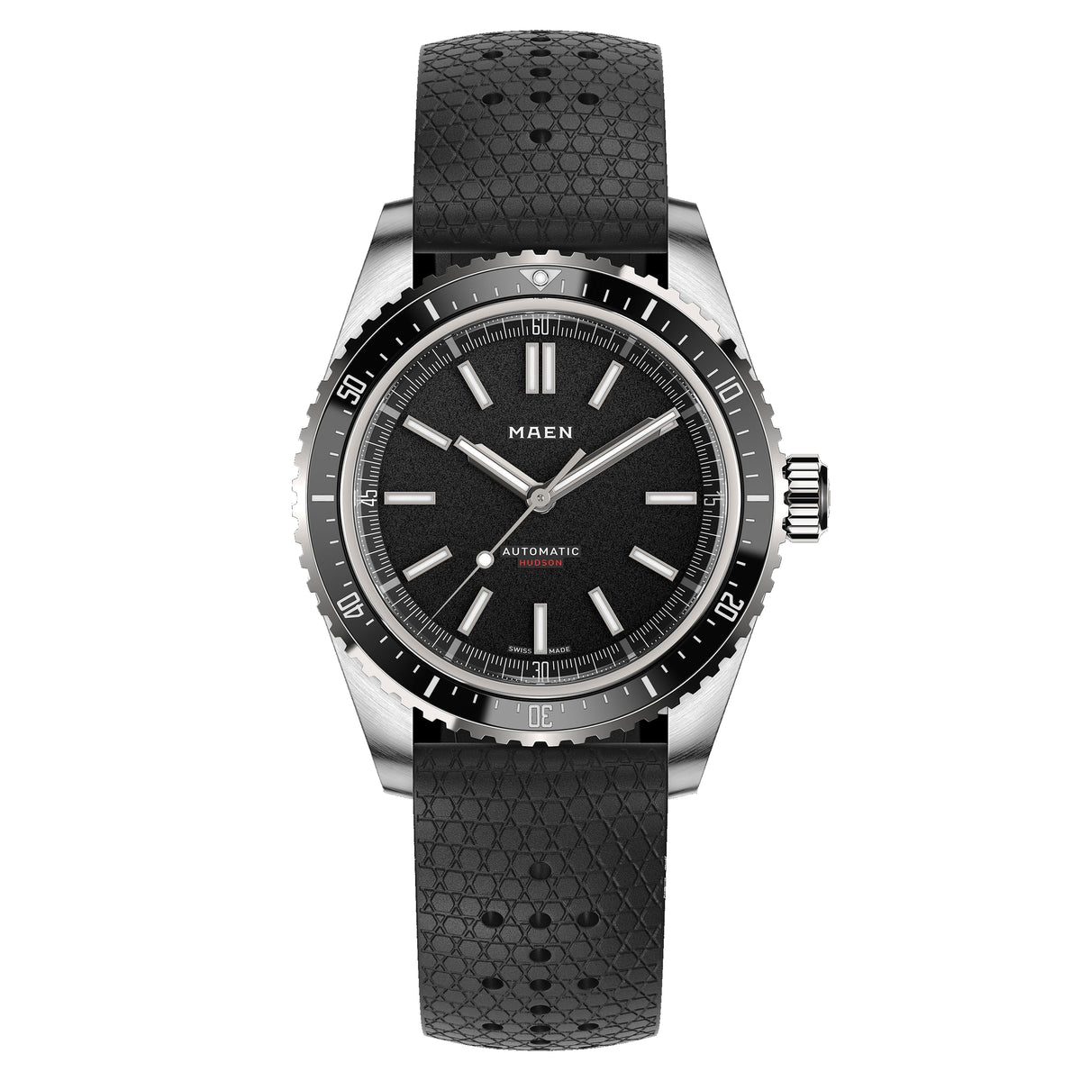 MAEN MAEN Hudson 38 MK5 Black Dial No Date Automatic Watch M1.1.7 - Front black no Date strap