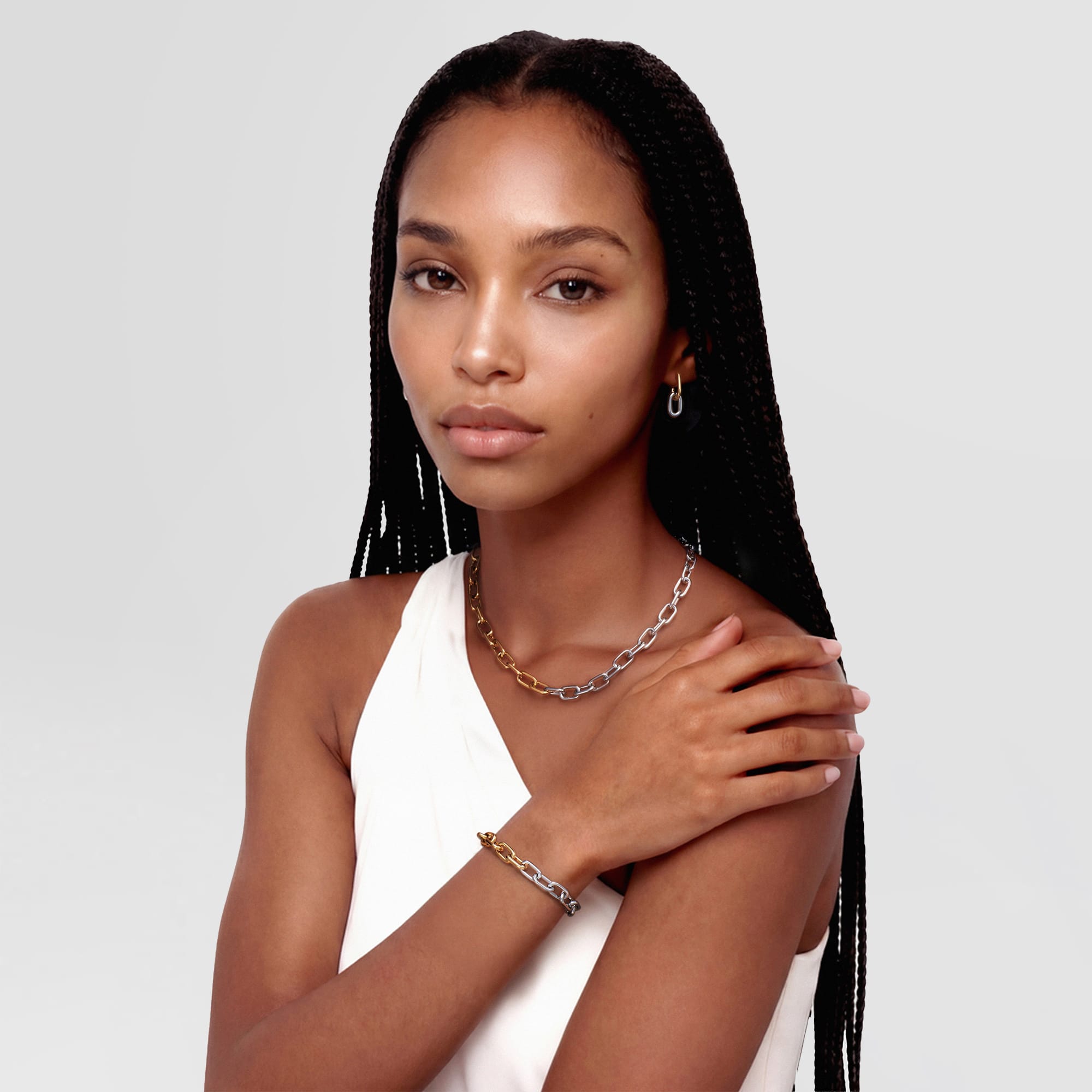 Daniel Wellington Contrast Link Earrings Two Tone Gold