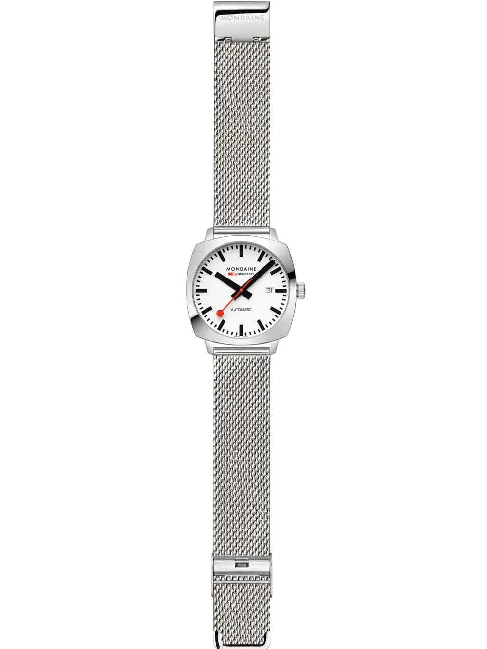 Mondaine Cushion Automatic White Dial Stainless Steel Watch MSL.3961B.SM