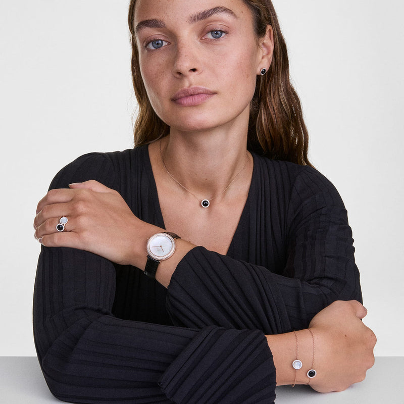 Daniel Wellington Audrey Black Agathe Rose Gold Ring