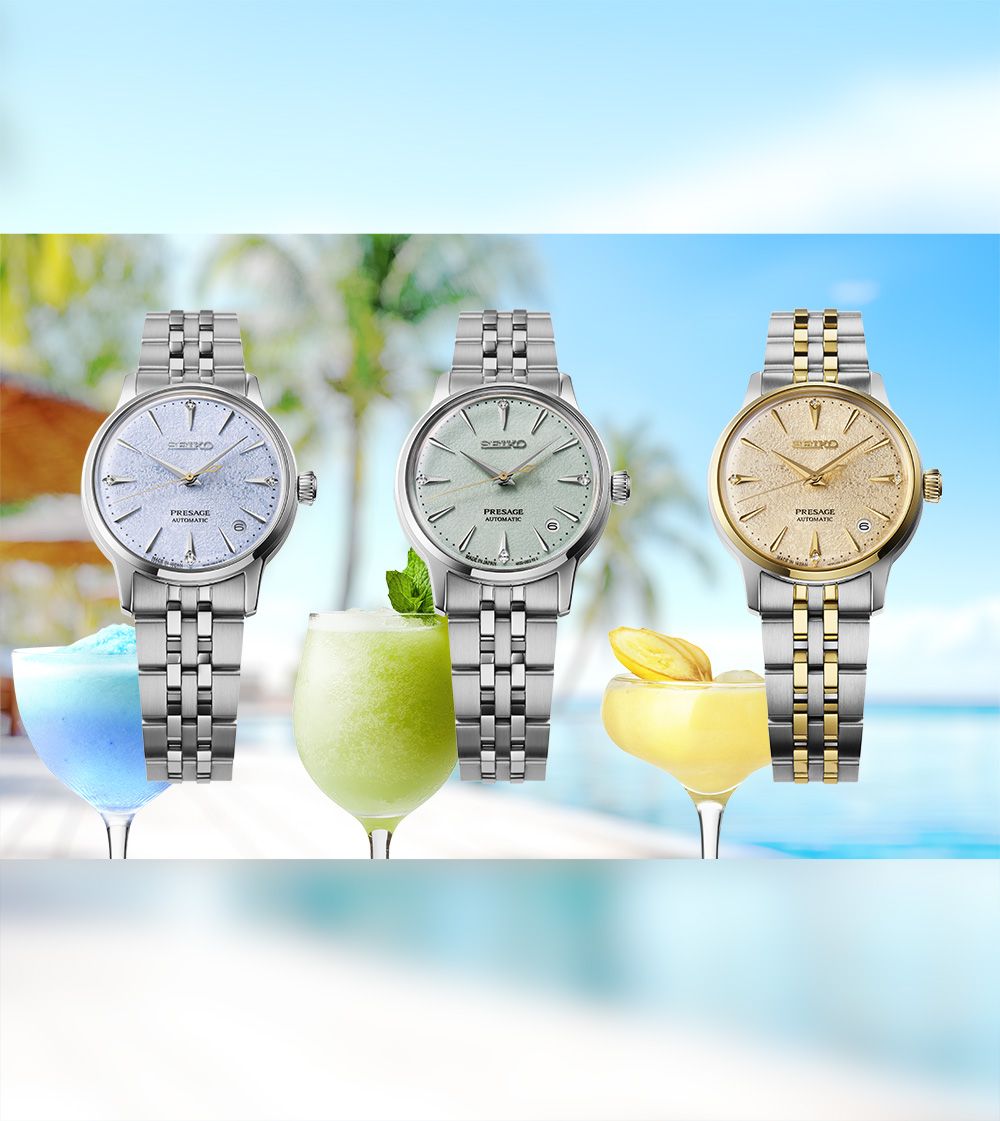Seiko Presage Daytime 'Frozen Banana Daiquiri' Automatic Gold Dial Watch with Diamonds SRPL64J
