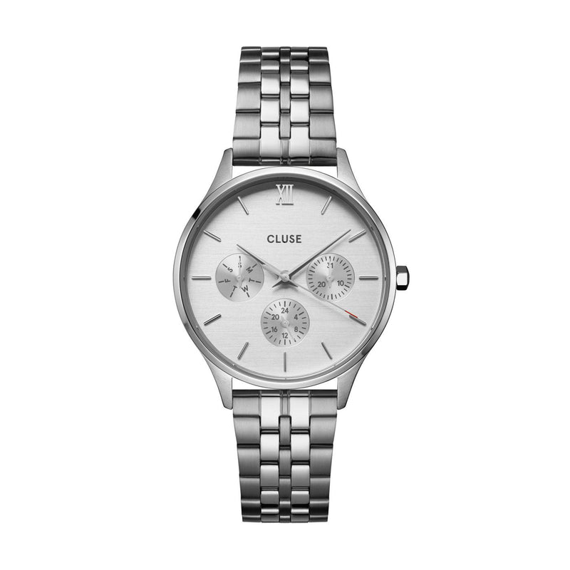 CLUSE Minuit Multifunction Full Silver Link Watch CW10703