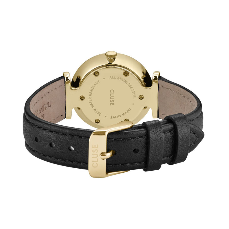 CLUSE Triomphe Gold Black / Black Leather Watch CW10404