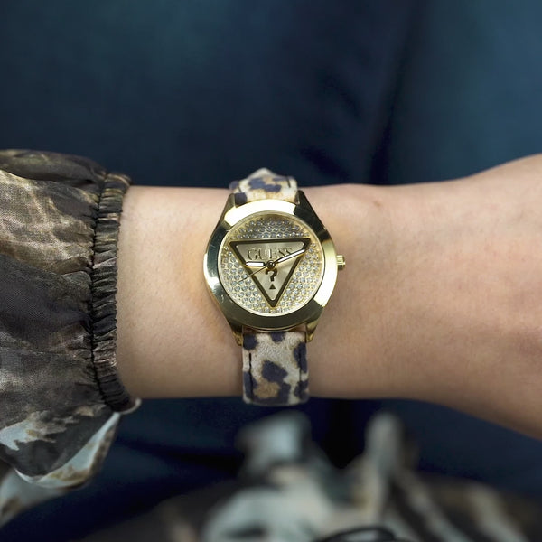 Guess Glitz Plaque Gold Tone Analog Watch GW0745L2