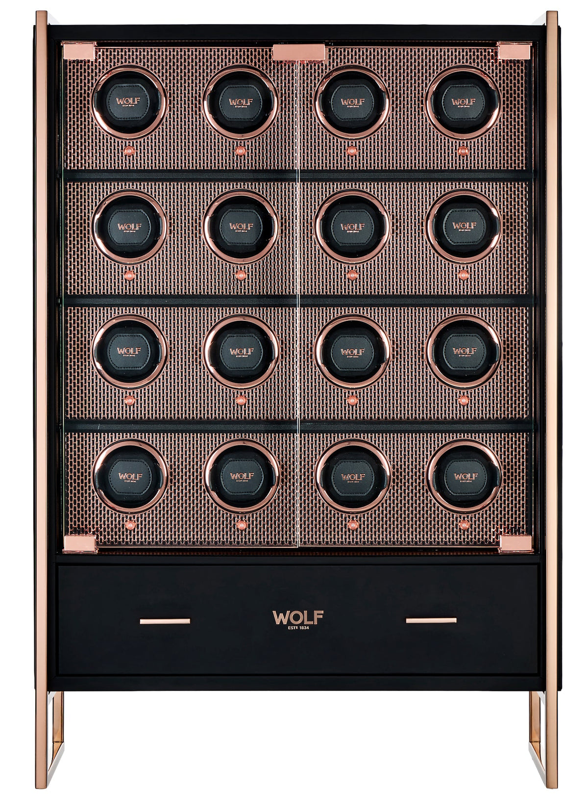 WOLF Axis 16 Piece Watch Winder Cabinet in Copper