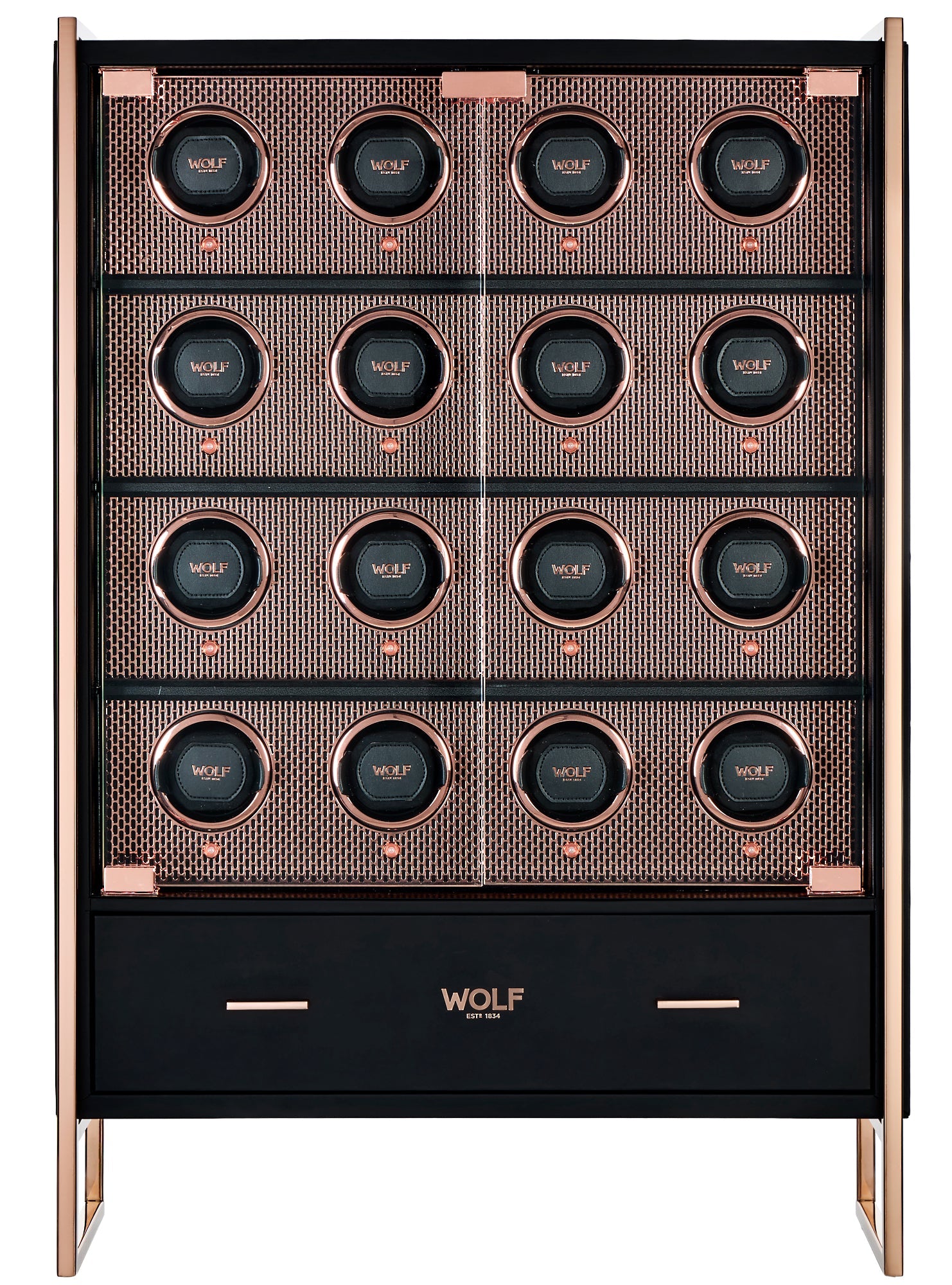 WOLF Axis 16 Piece Watch Winder Cabinet in Copper