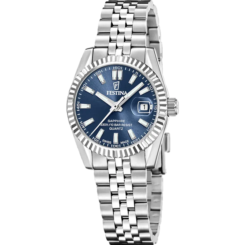 Festina Swiss Made Classic Blue Dial Stainless Steel Women’s Watch F20087/4