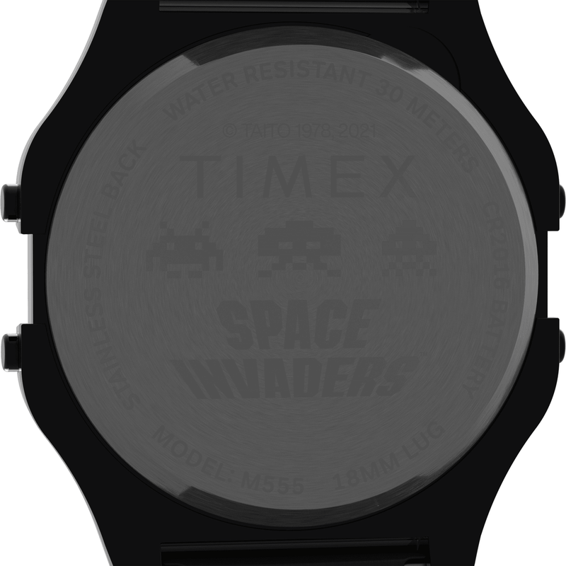 Timex T80 Space Invaders Black Stainless Steel Watch TW2V30200