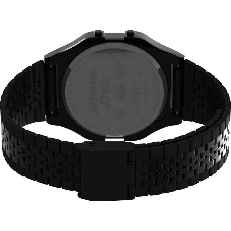 Timex T80 Space Invaders Black Stainless Steel Watch TW2V30200