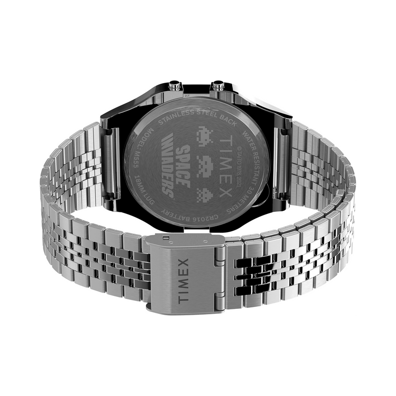 Timex T80 Space Invaders Silver Stainless Steel Watch TW2V30000