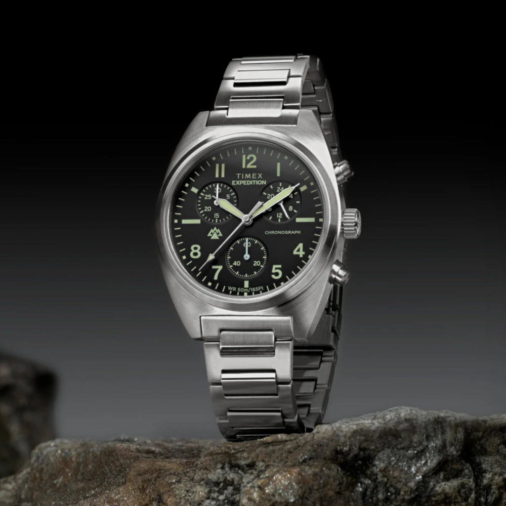 Timex Expedition Field Black Dial with Stainless Steel Band Men's TW2Y61200