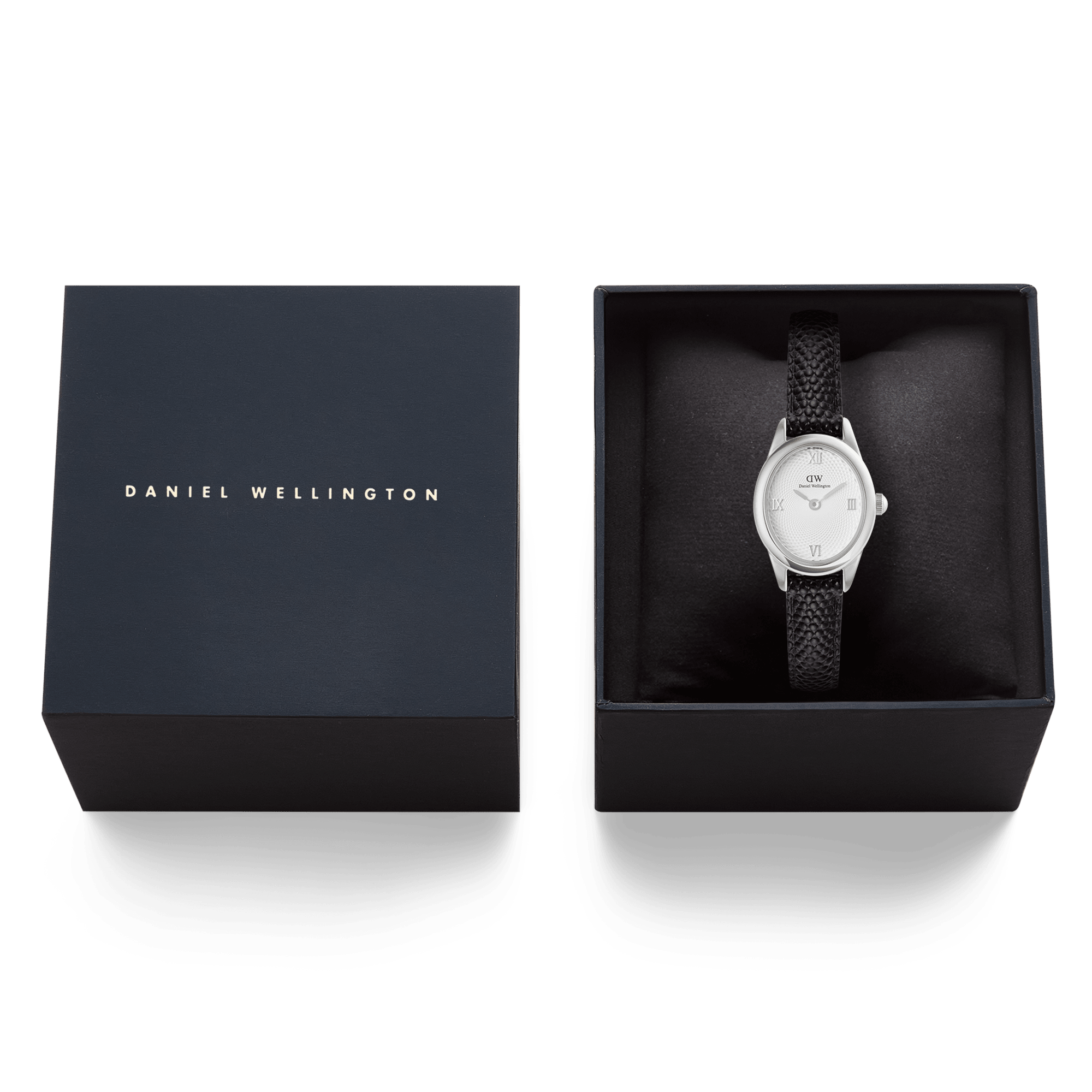Daniel Wellington Ophelia Mini Black Lizard White Guilloché Silver DW00100887