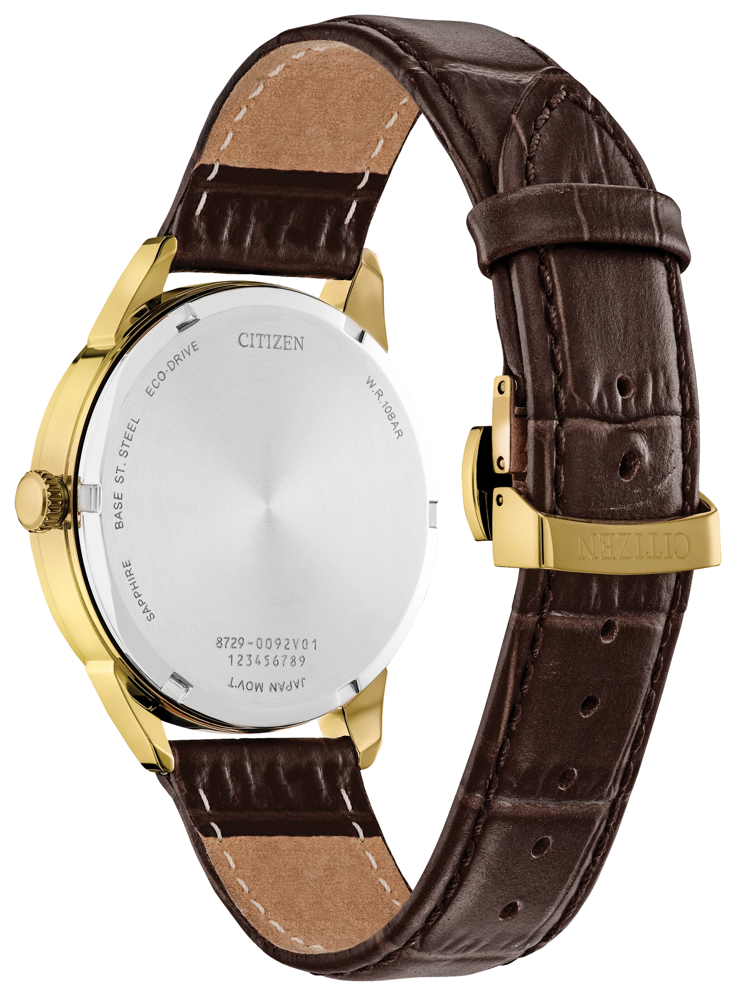 Citizen Classic BU2112-06E men's watch black dial brown leather strap angled view