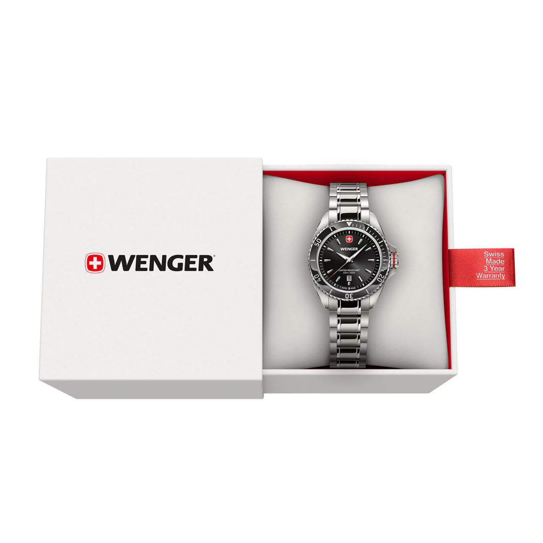 Wenger Executive 34mm Black Dial Stainless Steel 200M Women's Watch 01.2021.101