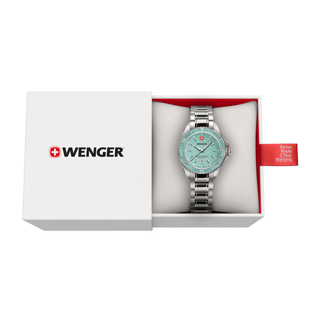 Wenger Executive 34mm Turqoise Dial Stainless Steel 200M Women's Watch 01.2021.103