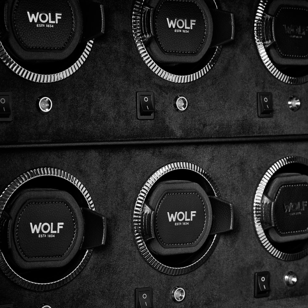 Wolf The Den 8 Piece Watch Winder Safe Black 430802 winder modules detail