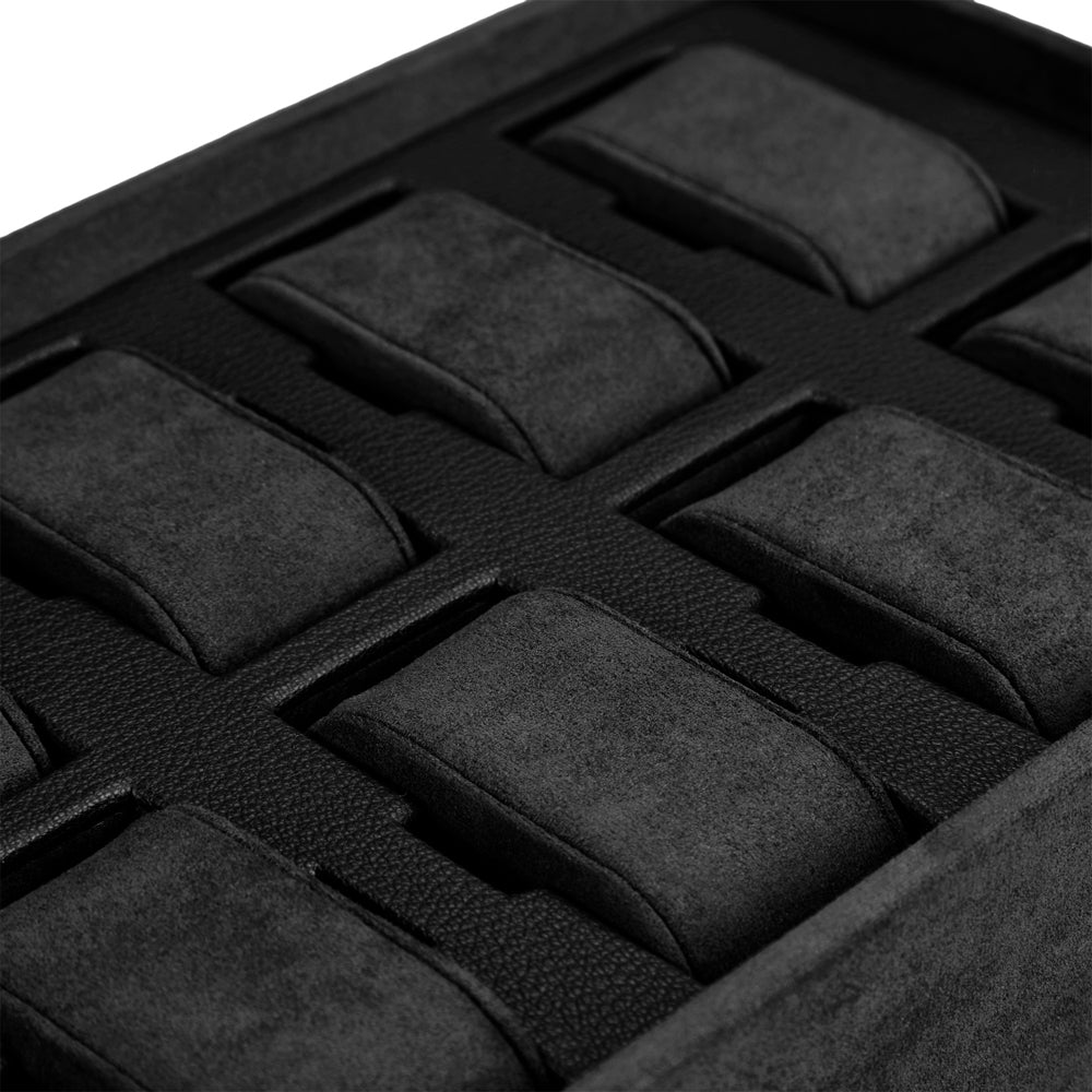 Wolf The Den 8 Piece Watch Winder Safe Black 430802 suspended watch cuffs detail