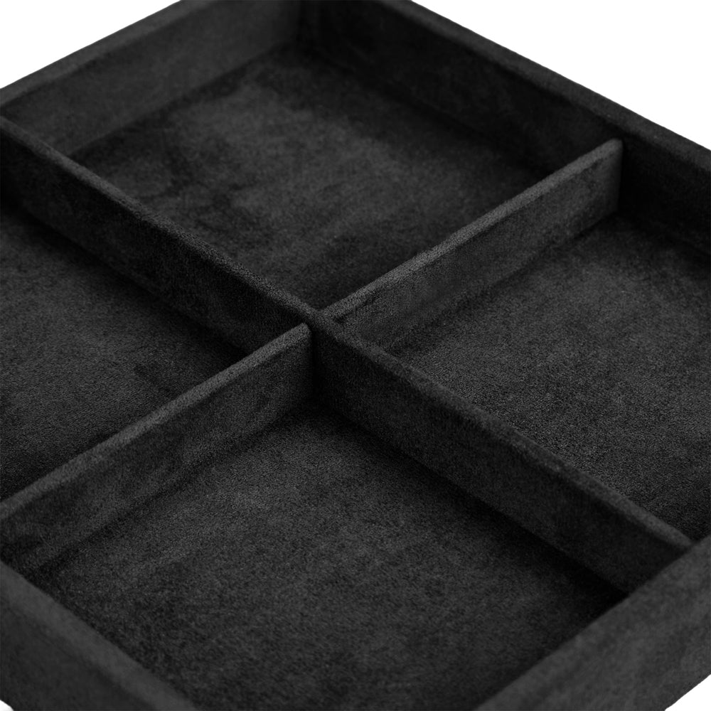 Wolf The Den 8 Piece Watch Winder Safe Black 430802 four-compartment insert detail