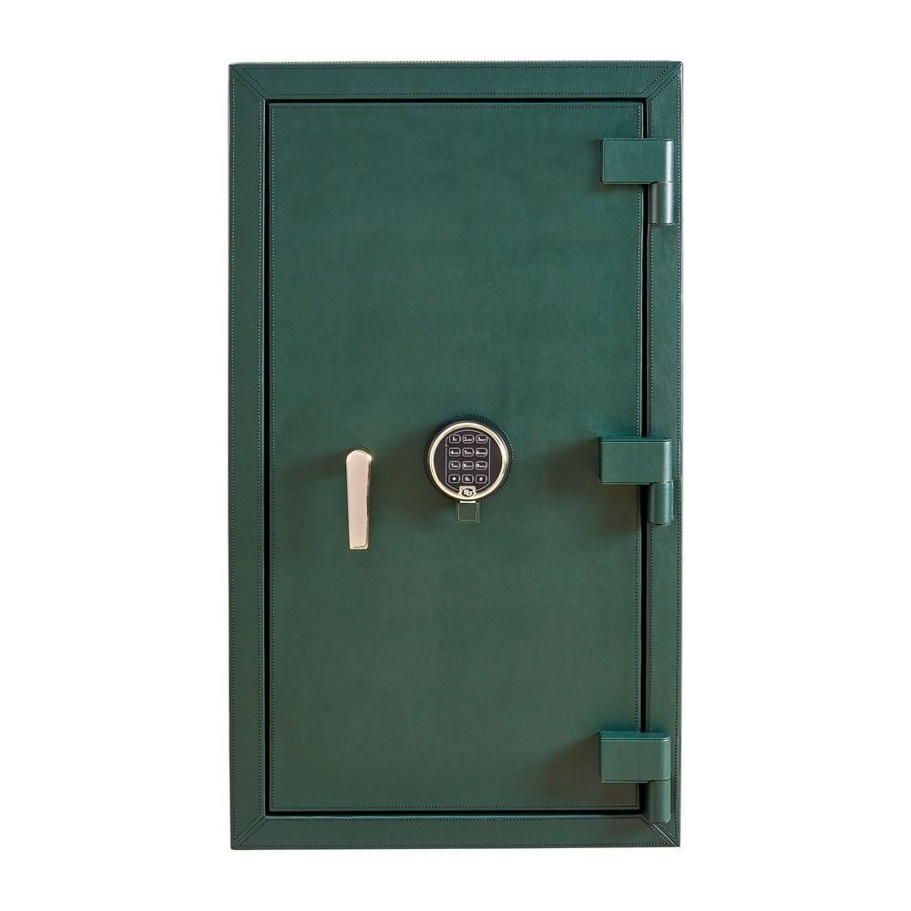 WOLF Athos 16 Piece Watch Winder Safe in Green, front view with the door closed