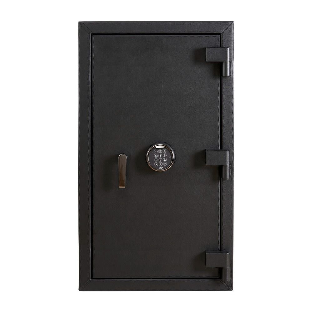 WOLF Athos 8 Piece Watch Winder Safe in Black, front view with the door closed