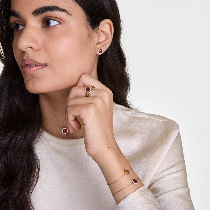 Daniel Wellington Audrey Bracelet Red Agathe Silver Bracelet DW00401434