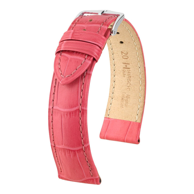 Hirsch Duke Pink Alligator Embossed Leather Watch Band