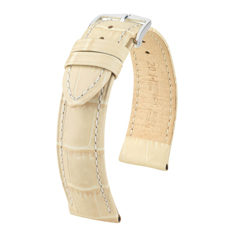 Hirsch Duke Beige Alligator Embossed Leather Watch Band