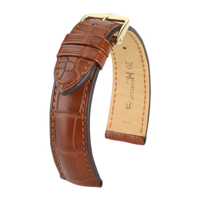 Hirsch Genuine Earl Golden Brown Matt Genuine Alligator Watch Band