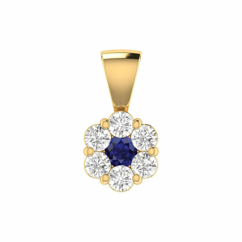 Sapphire Diamond Pendant With 0.24ct Diamonds In 9K Yellow Gold